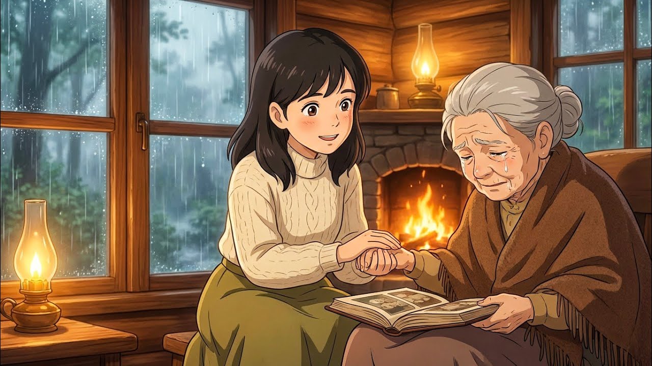 A Rainy Evening of Memories 🌧️ | Cozy Ghibli-Style Cabin with Grandma | Everglow Cottage
