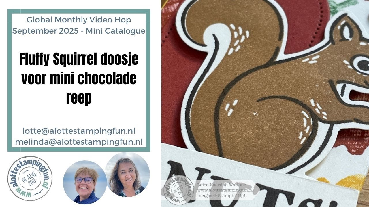 Fluffy Squirrel doosje voor mini chocolade reep - Global Monthly Video Hop