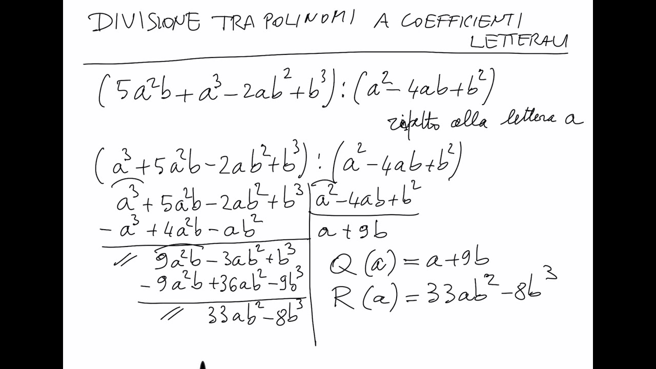 Divisione tra polinomi a coefficienti letterali