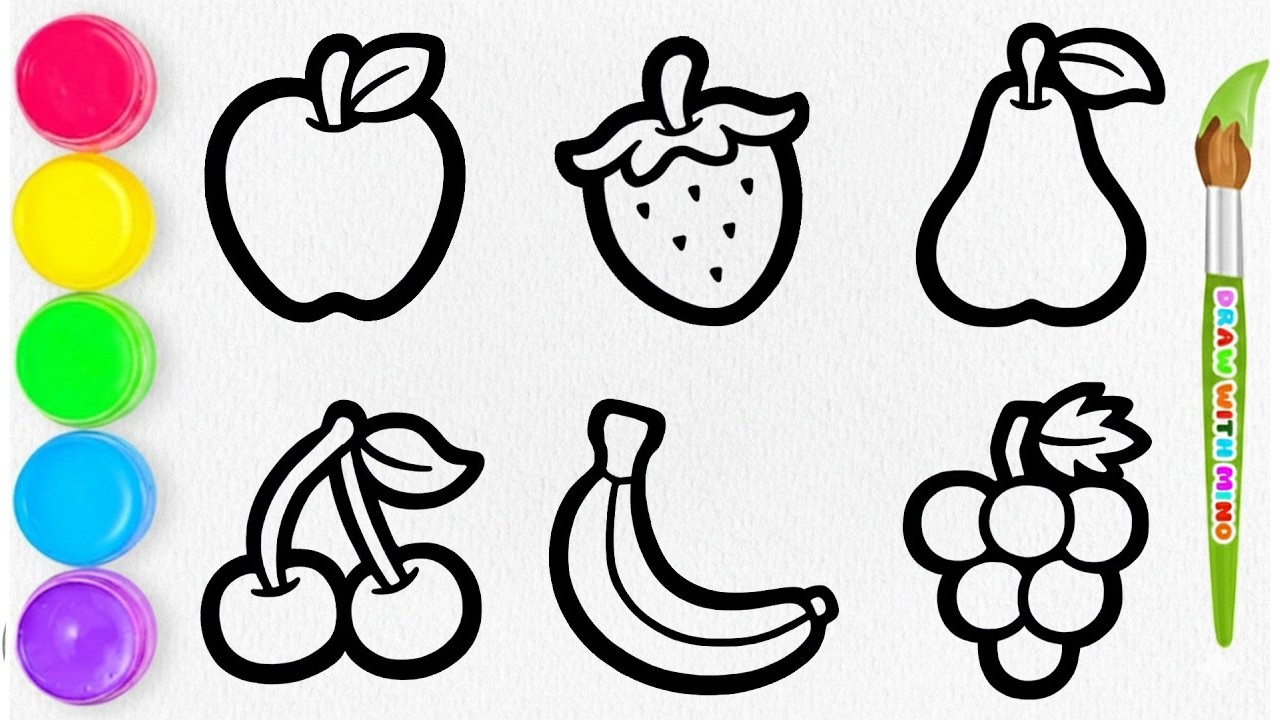 Healthy Fruits Drawing, Painting, Coloring for Kids & Toddlers 🍓🍎🍐