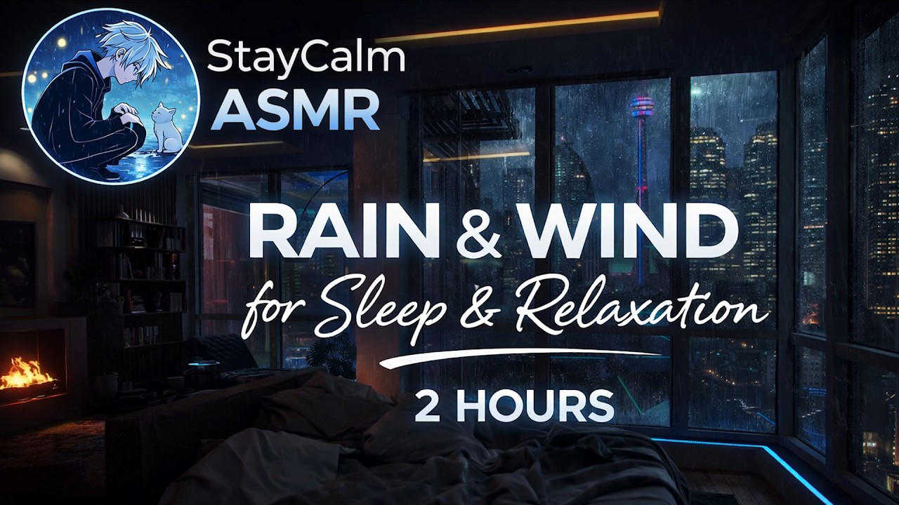 Rain & Wind Sounds 🌧️🌬️ 2 Hours for Deep Sleep & Relaxation | Cozy Night Ambience