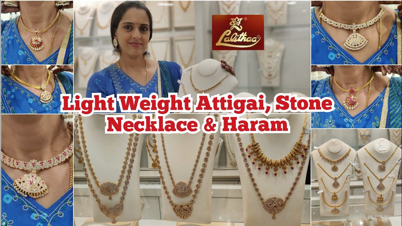 Light Weight Attigai, Stone Necklace, Haram collections | Traditional Wedding Jewels | Lalithaa