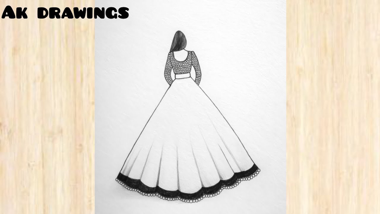 Beautiful girl drawing | how to draw girl with lehengaa drawing | girl with beautiful lehenga dress 