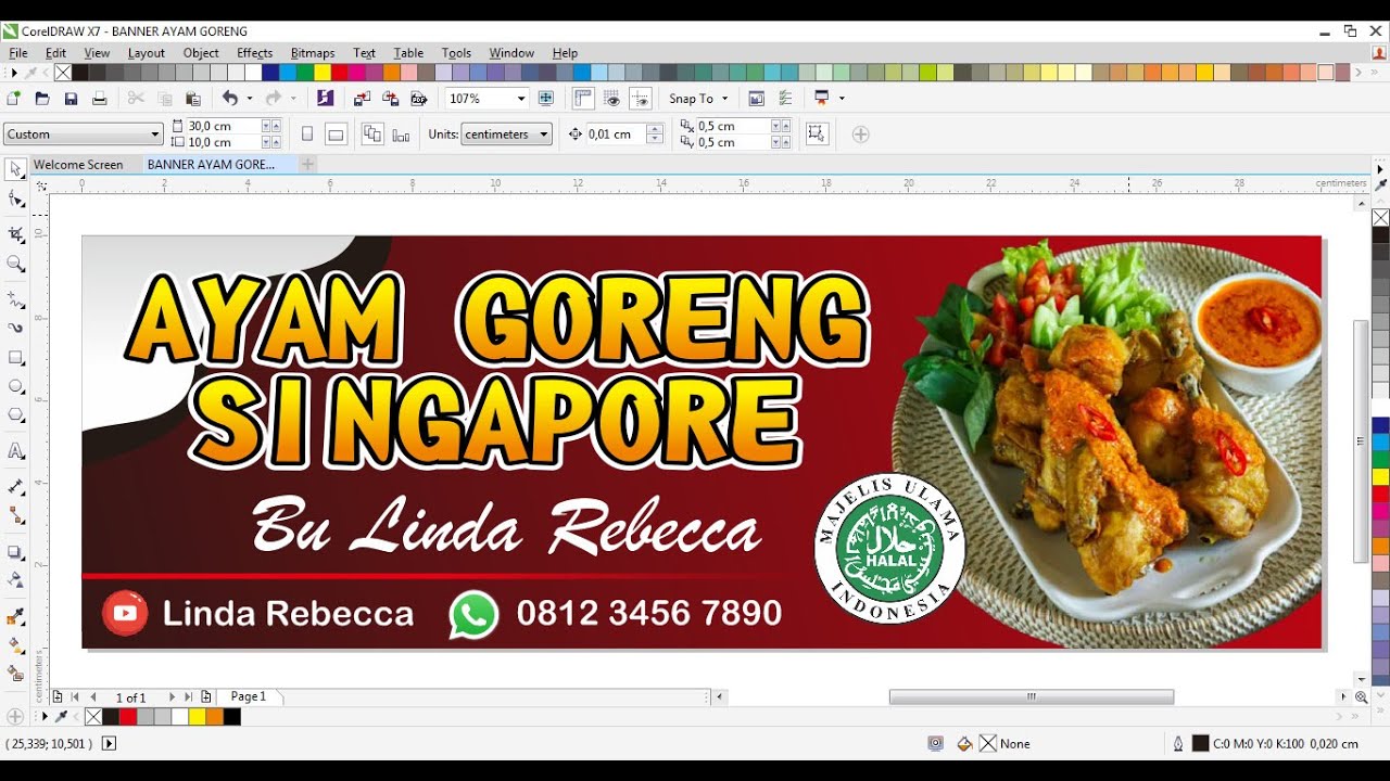 Tutorial Desain Banner Ayam Goreng Singapore dengan Coreldraw