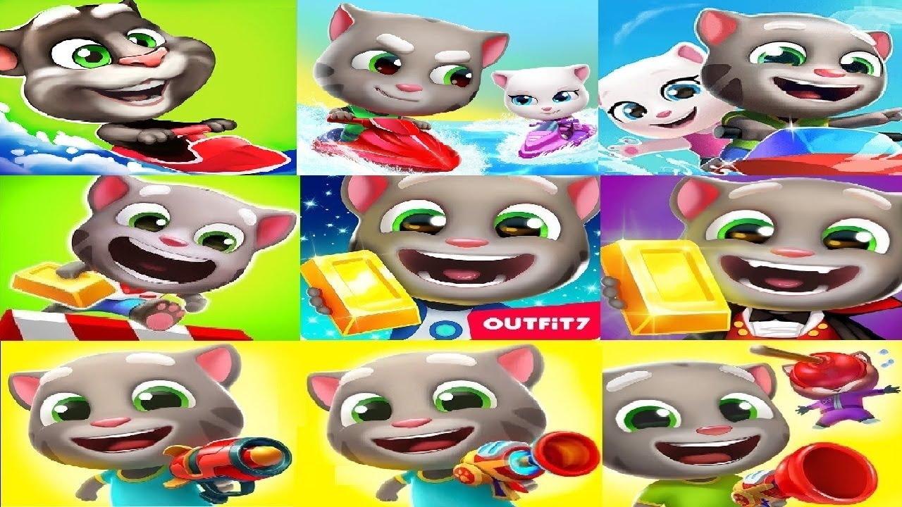 Talking Tom Jetski 1VS 2 VS 3 VS Talking Tom Blast Park  Talking Tom Gold Run old version vs new