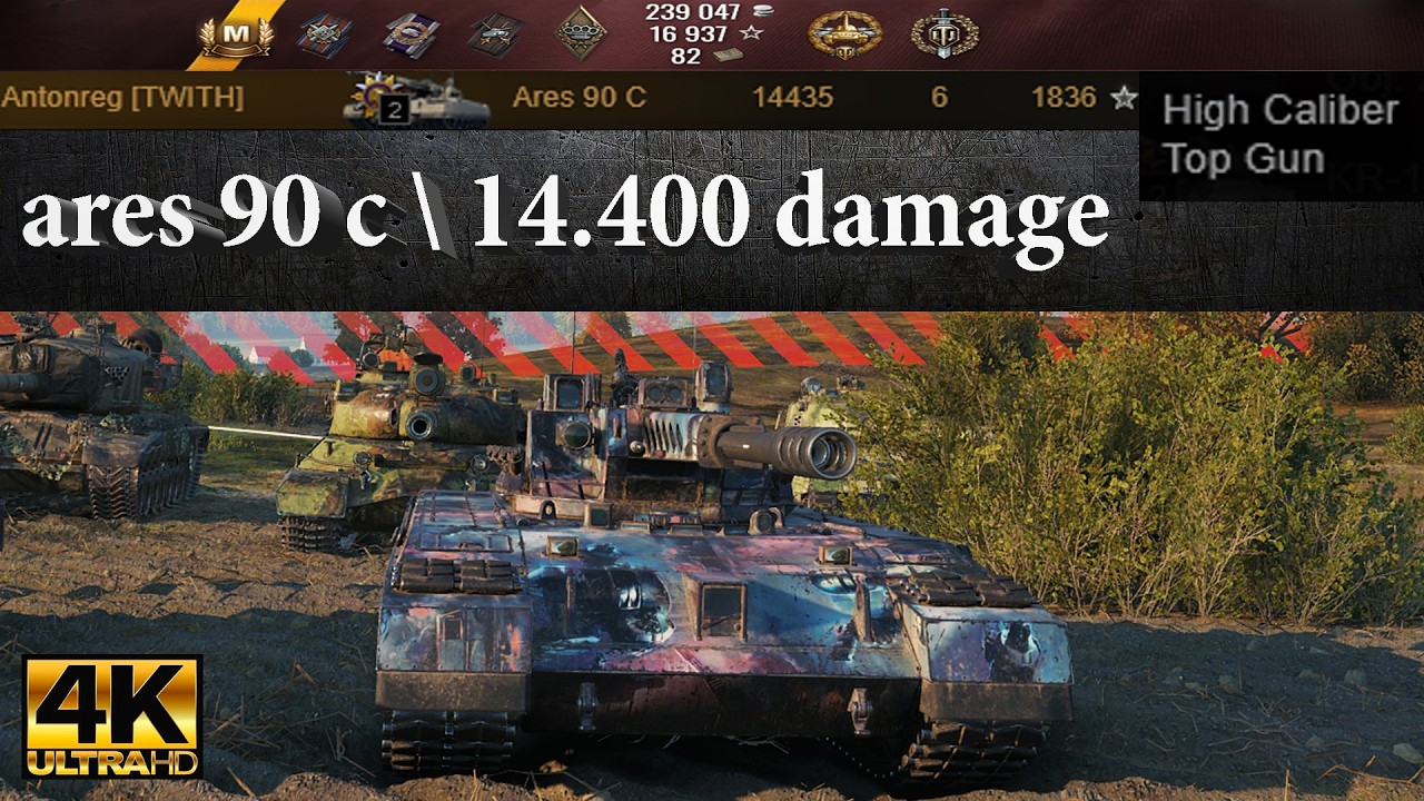 Ares 90 C 14435 dmg, 6 kills, 1836 exp, 1320 block | World of Tanks 4K Battle