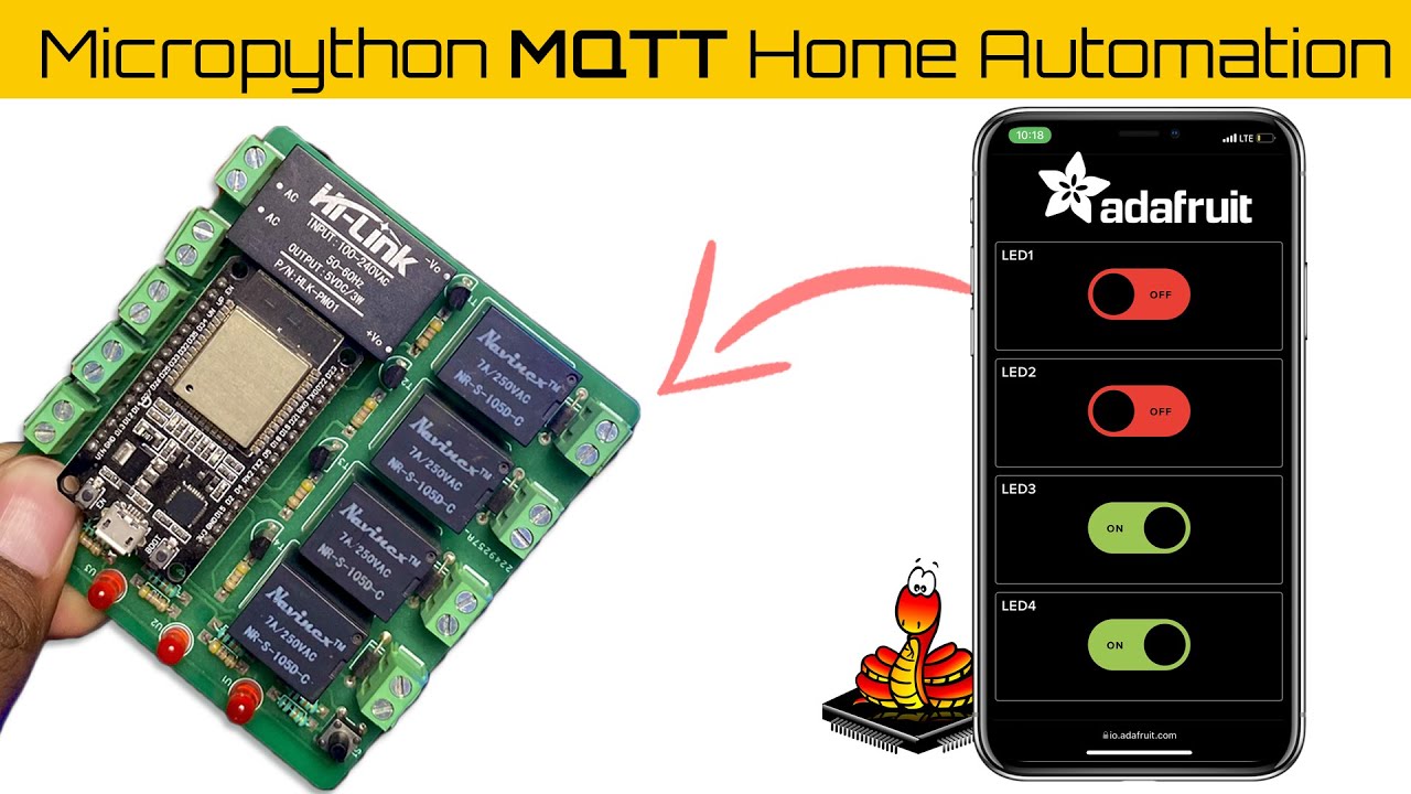 Adafruit MQTT Home Automation Micropython | try except block | sys.exit() | ESP32 Projects