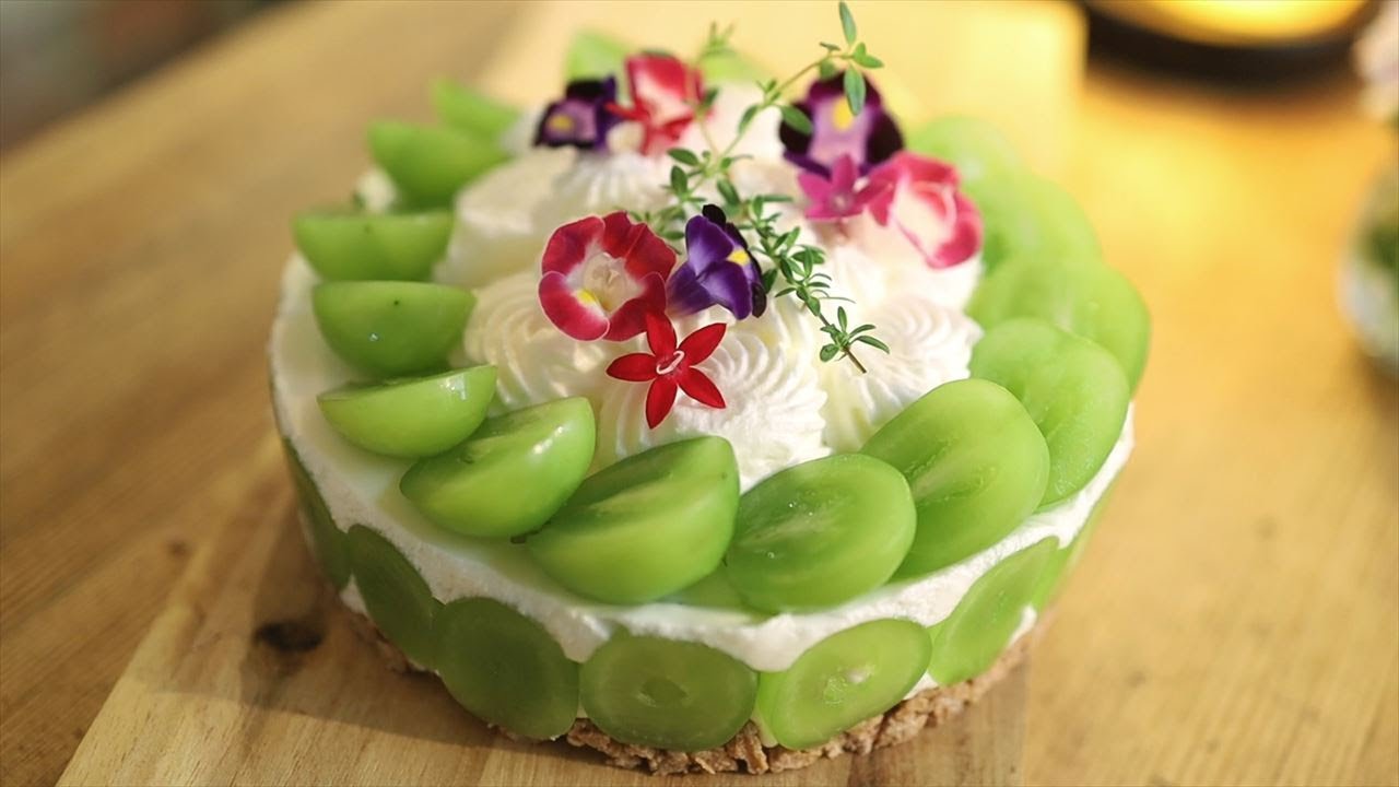 マスカットのレアチーズケーキの作り方・レシピ Non-Baked Cheesecake of Muscat｜Coris cooking