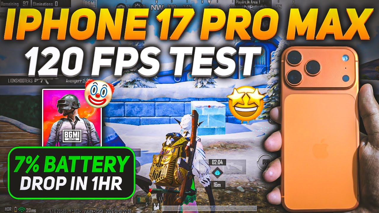 Тест игр на iPhone 17 Pro Max 🔥 120 FPS в течение 1 часа | Всего 7% разряда батареи | Без перегре...