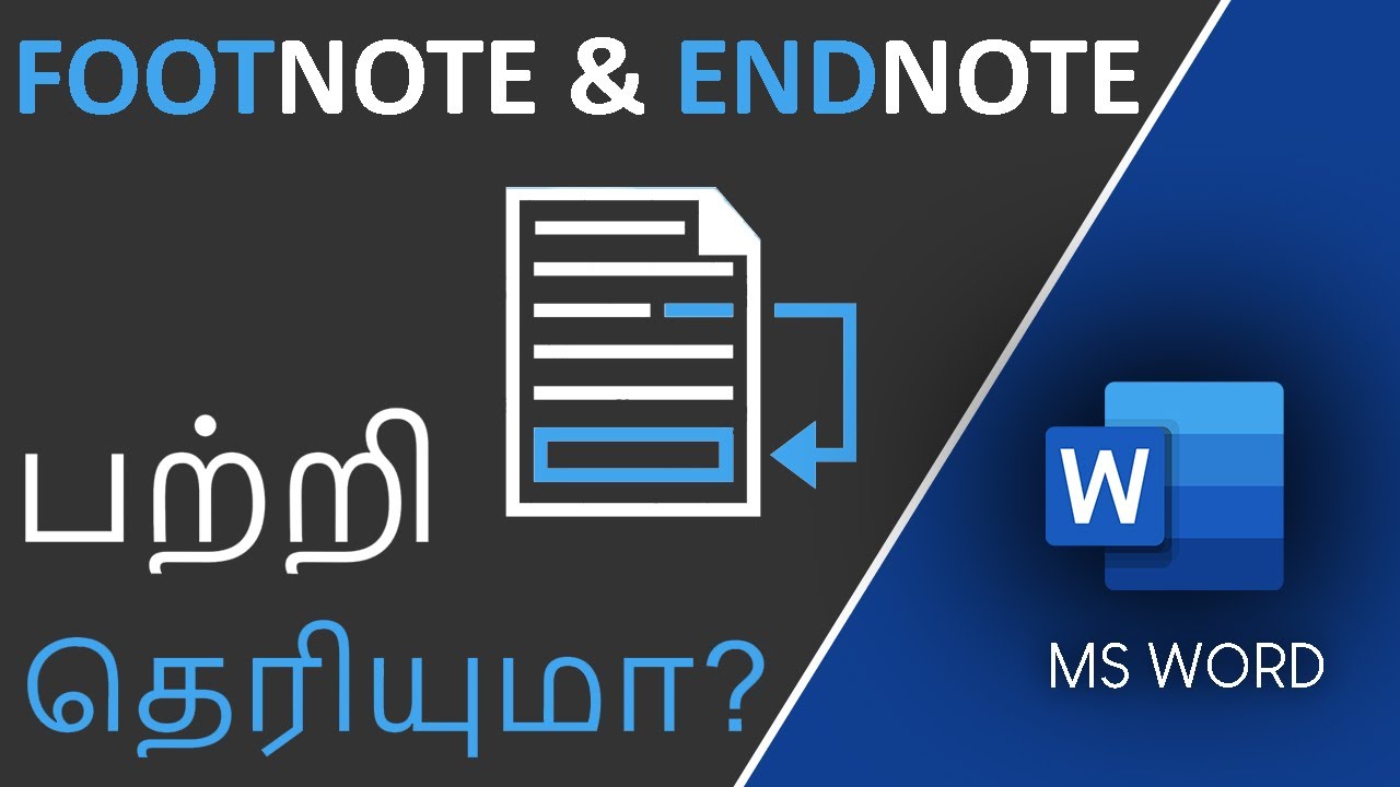 Footnote and Endnote in MS Word in Tamil