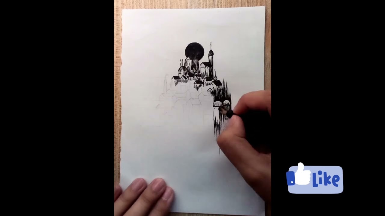 Matera-inspired Cityscape: Mesmerizing Black Ink Pen Drawing #CityArt #InkDrawing #MateraVibes 🖋️✒️🌆