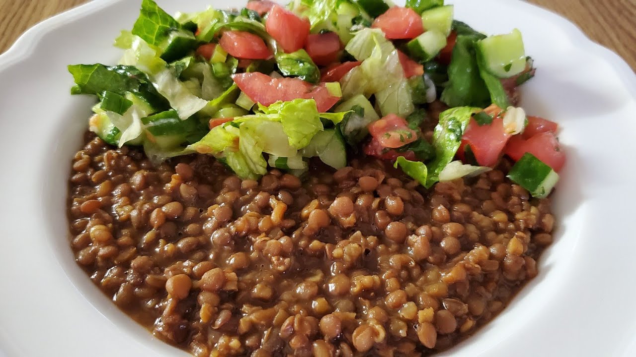 طريقة تحضير مجدرة حمرا جنوبية Best vegan mujadara hamra