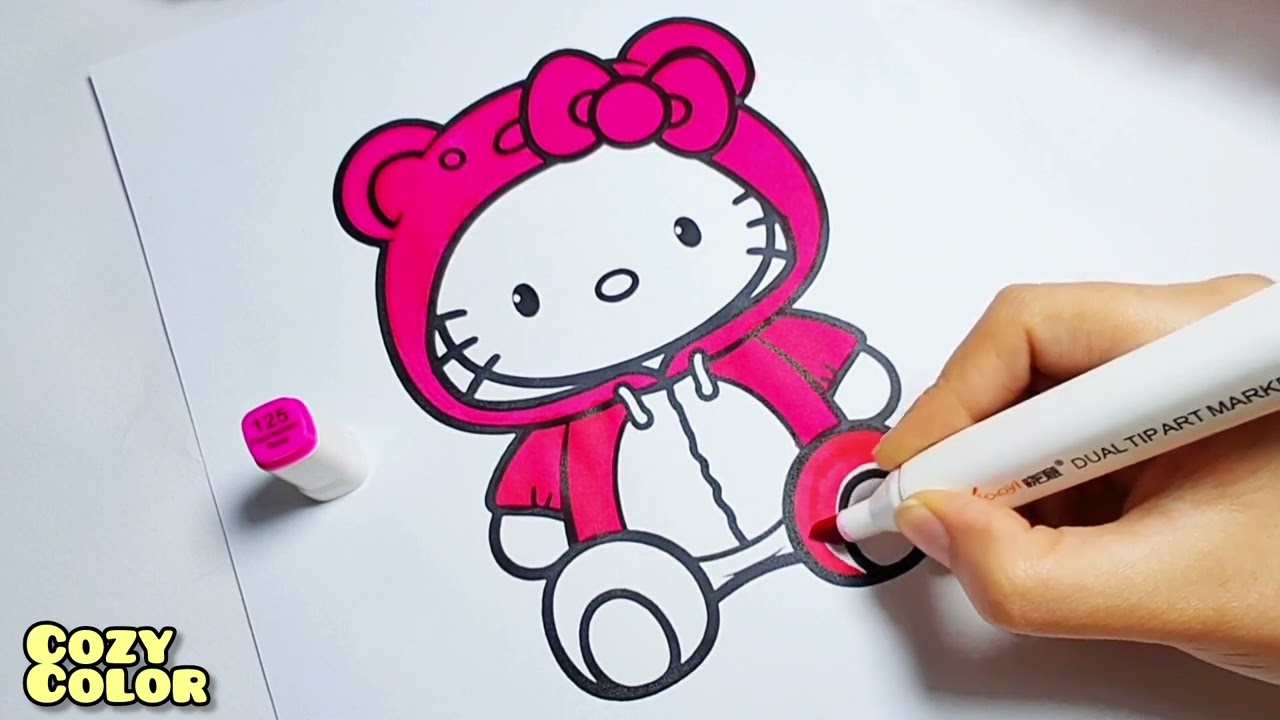 Cute Hello Kitty Coloring with Markers 🎀 | Relaxing Art