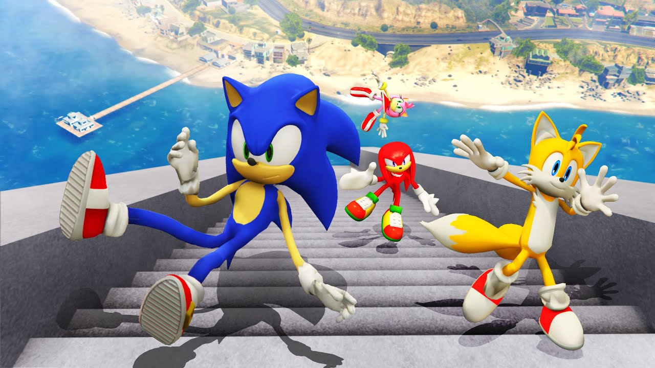GTA 5 Sonic Crew Ultimate Long Stairs Ragdolls