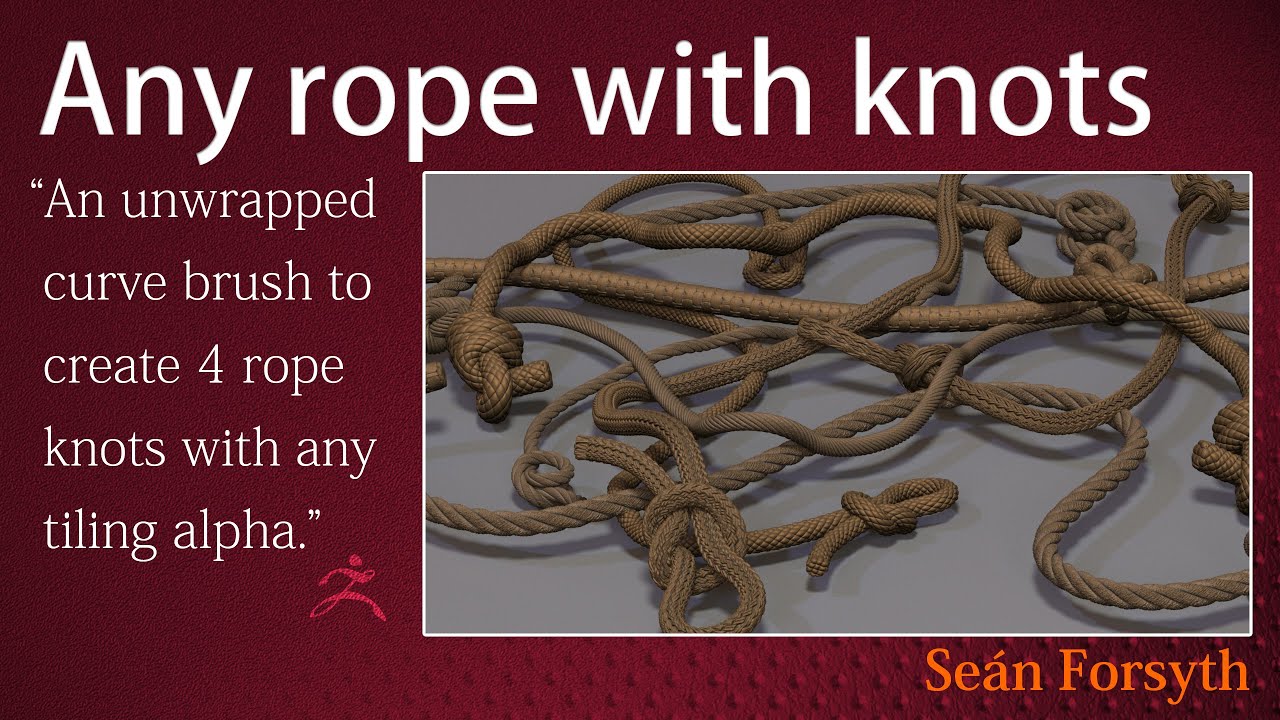 A curve rope brush with knots on the end for tiling your alphas along it