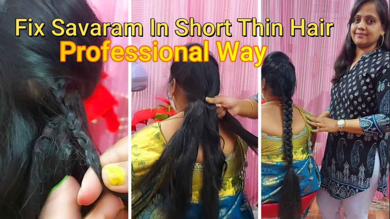 Professional Hair Extension step by step/How To Attach Savaram(సవరము) in Thin & Short Hair#easy way