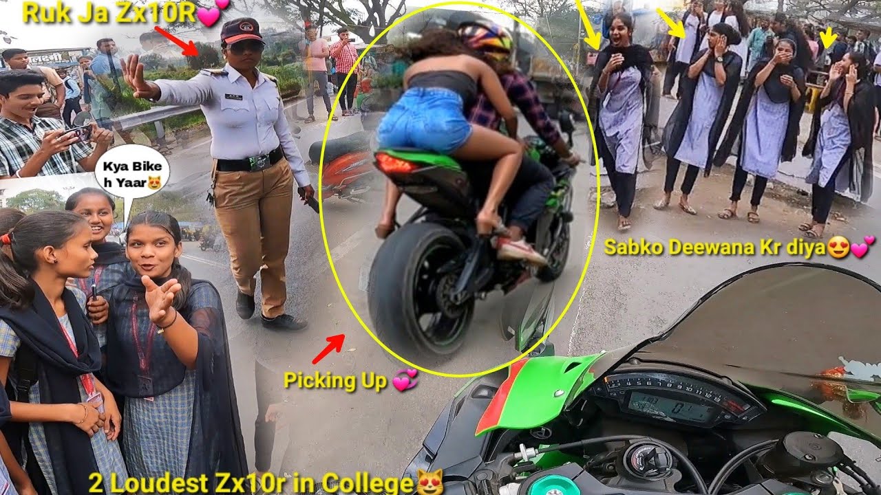 Took 2 ZX10R at a time to the Junior College Meet💖Sabko hila dala😁Zx10r lovers Video😍💚