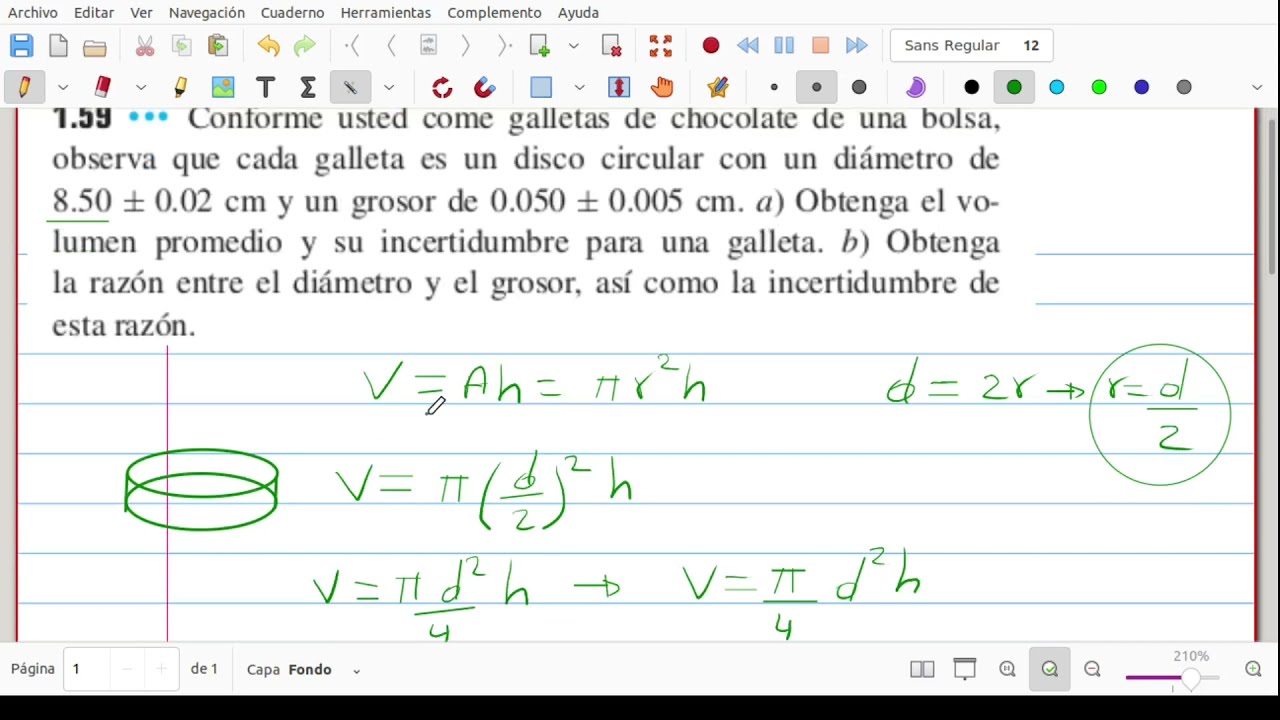 Propagación de Errores | Calcular el Volumen de una Galleta y su Incertidumbre.