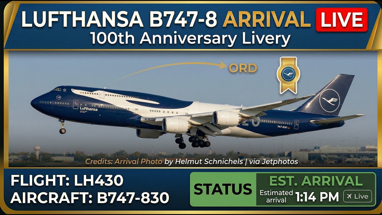 🔴 LIVE: RARE Lufthansa 100th Anniversary Livery ARRIVES at O&rsquo;Hare  ✈️🔥