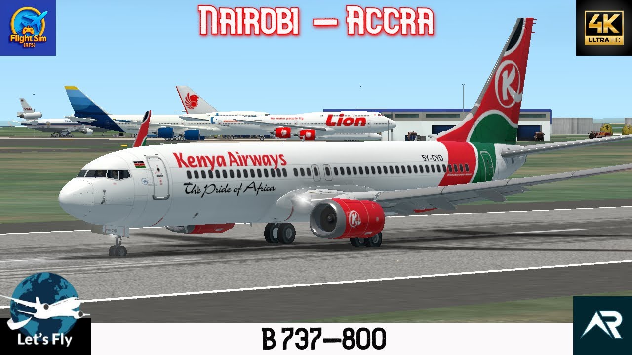 RFS- Real Flight Simulator | Nairobi to Accra | Kenya Airways B737-800 | KQ508 | Full Flight