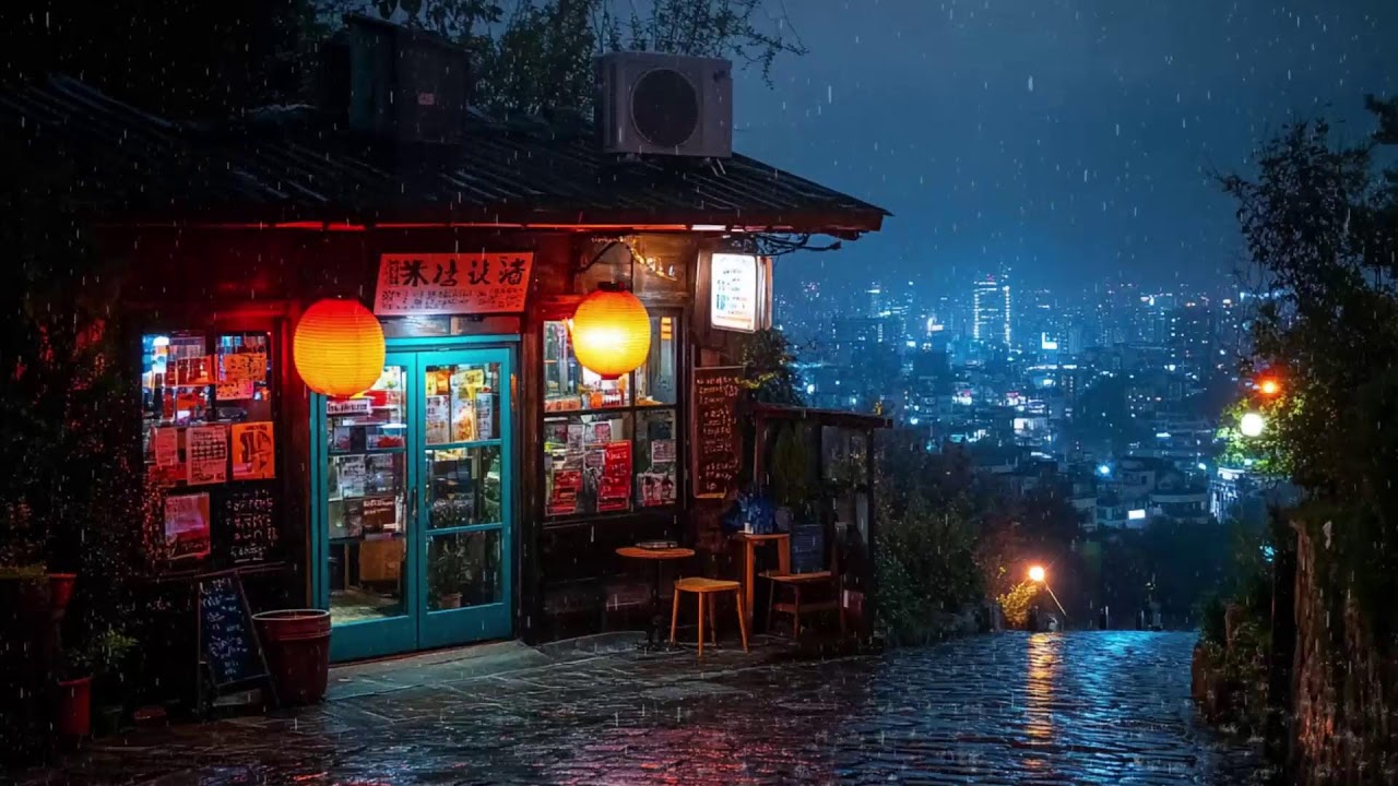 Rain-Soaked Japanese Alley under Lantern Light | Cozy Night Lo-fi for Study & Sleep | 4K