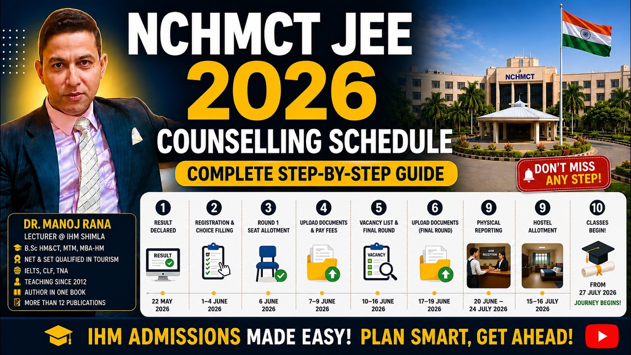 NCHMCT JEE 2026 Counselling Full Schedule Explained | Choice Filling to IHM Admission Step-by-Step