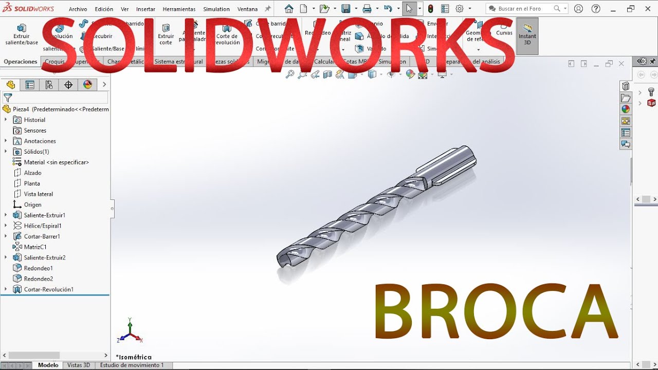 💥Como realizar una BROCA SOLIDWORKS 💥 Drill bit in Solidworks