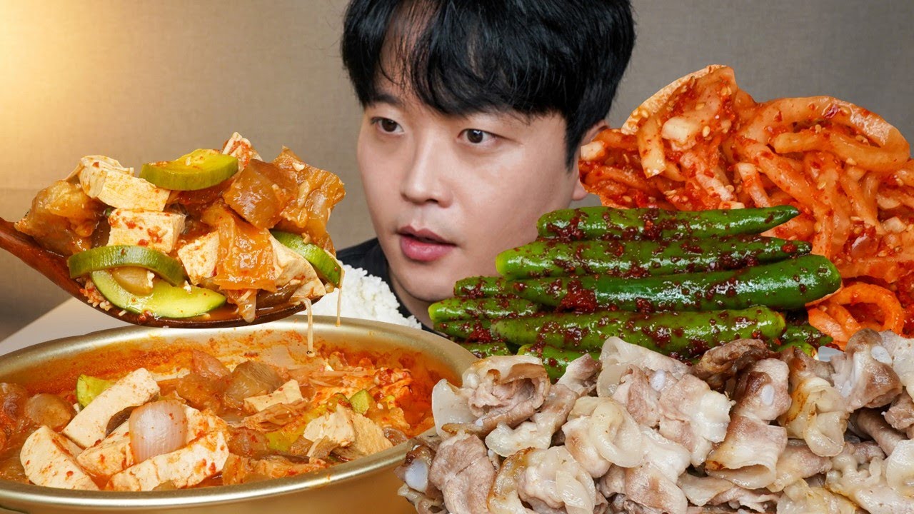 아내표 집밥🍚 소힘줄된장찌개 대패삼겹살 땡초김치 무생채 요리 먹방 Chili Kimchi & Pork Belly ASMR MUKBANG REAL SOUND EATING SHOW