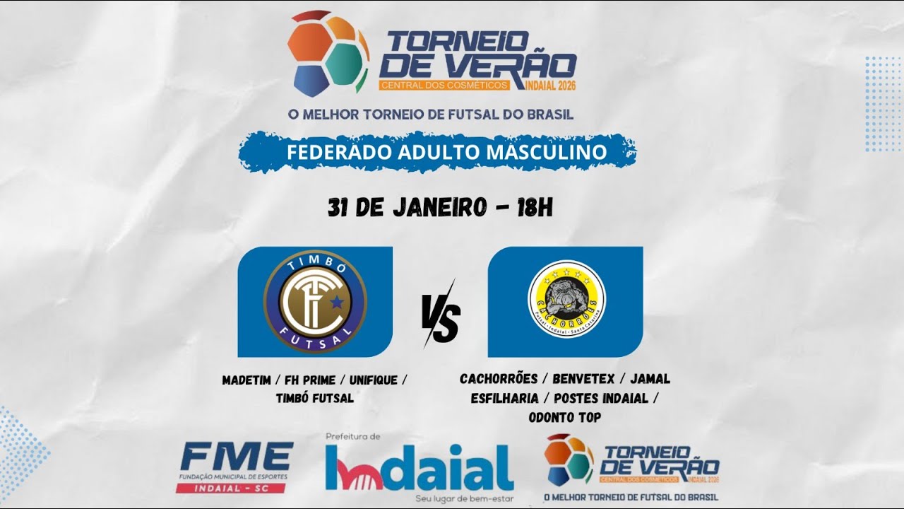 🔴 AO VIVO | Final – 14ª Rodada do 39º Torneio de Verão de Indaial – Central dos Cosméticos