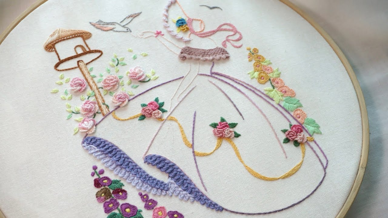 Hand Embroidery: Cast-on Rose Flower Tutorial (캐스트온로즈 스티치)