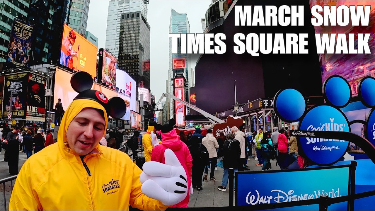March Snow in Times Square ❄️ NYC Walking Tour | New York City Street Walk March 12