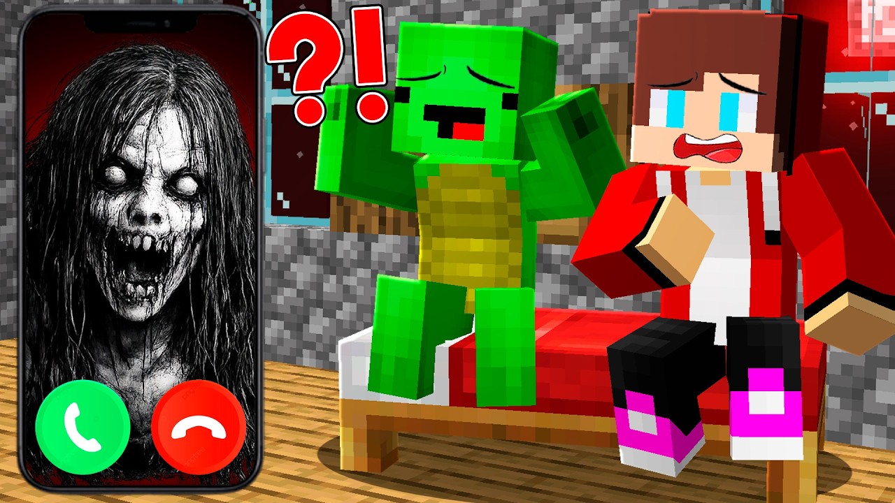 夜にぜんいちとマイキーに電話する恐ろしいモンスター（マインクラフト）