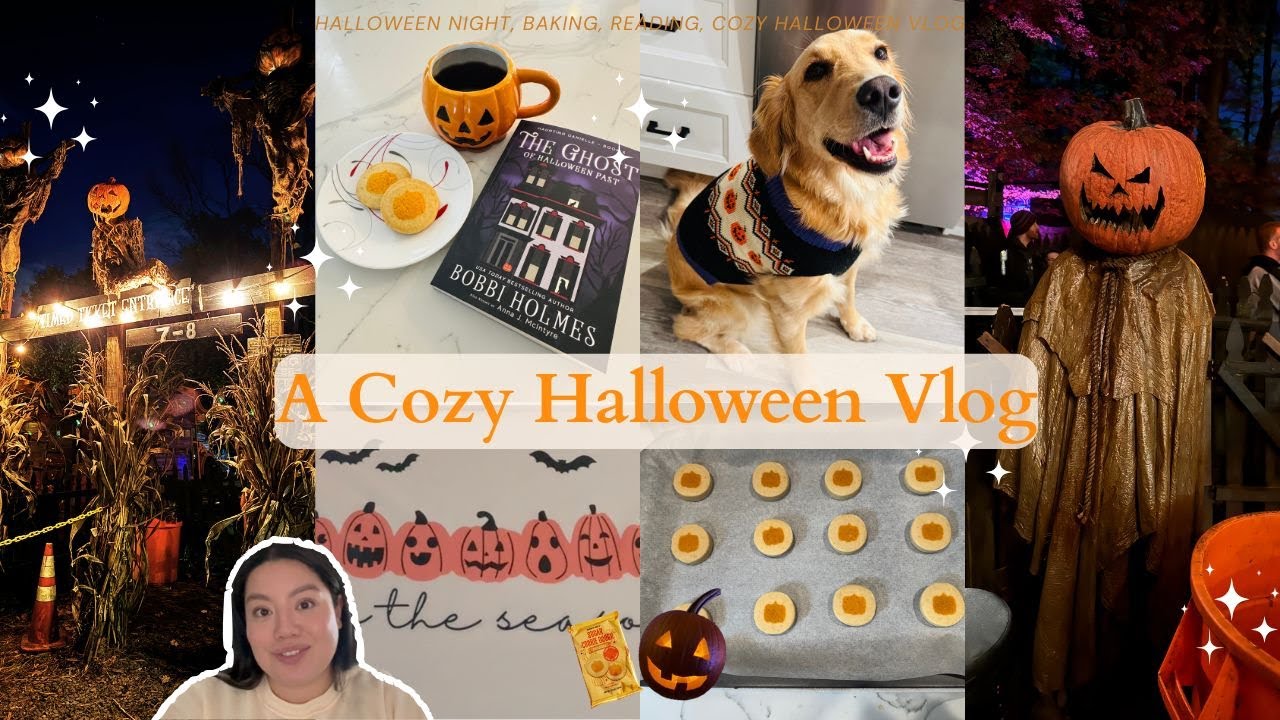 ✨A Cozy Halloween Vlog 🎃 Halloween Night, Baking, Reading, Haunted Trail Fun!
