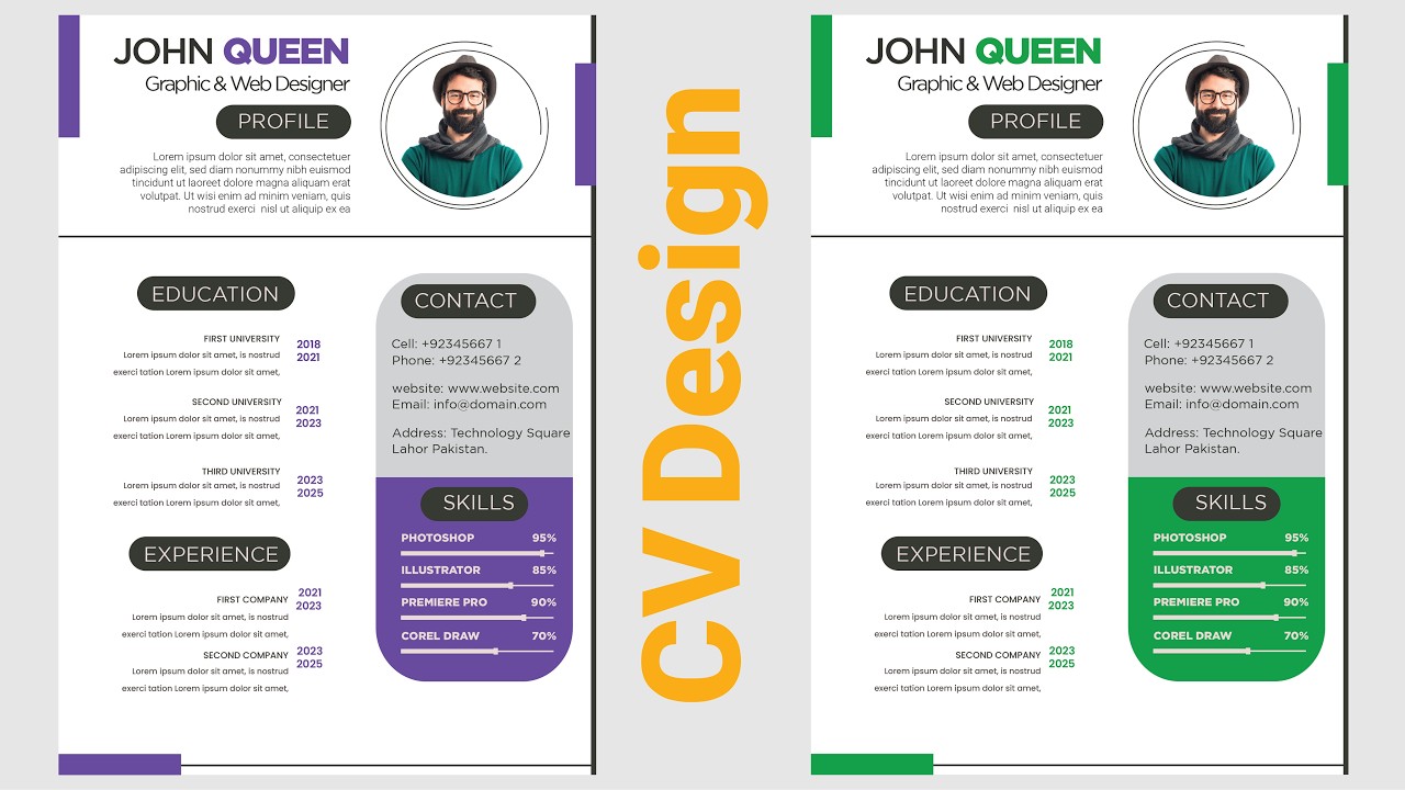 How to Design a Professional CV in Adobe Illustrator  Modern Resume Design Tutorial