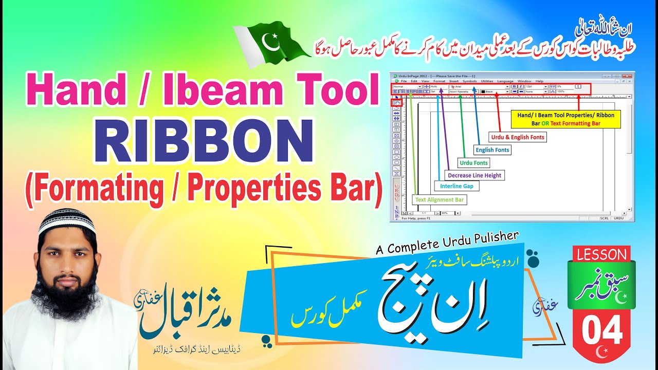 InPage Lesson 04 | Using Hand OR Ibeam Tool & Ribbon | Urdu & Hindi