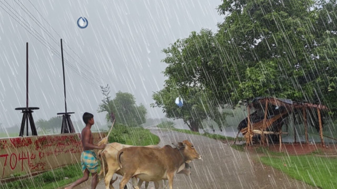 Walking in the heavy Rain |Heavy rain in India Village | Rainy day- Village life | Rain Video #rain