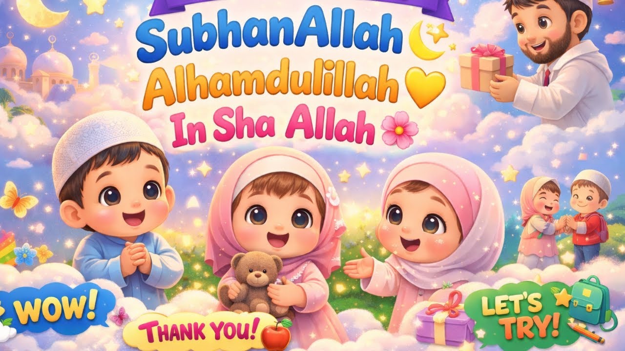 Allah’s Zikr for Kids | Alhamdulillah, Subhan Allah, Allahu Akbar & La Ilaha Illallah | Repeat Along