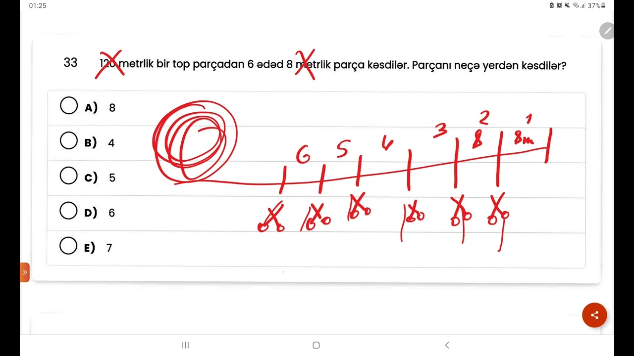 Dəyanət liseyinə qəbulun sınaq testi 4-cü sinif riyaziyyat