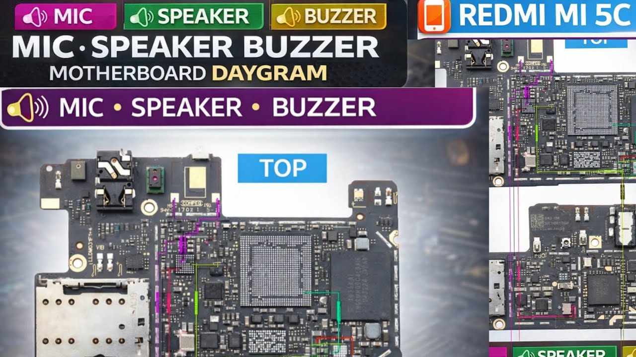 Redmi Mi 5C Mic Speaker Buzzer Motherboard Diagram | Full Audio Section Repair