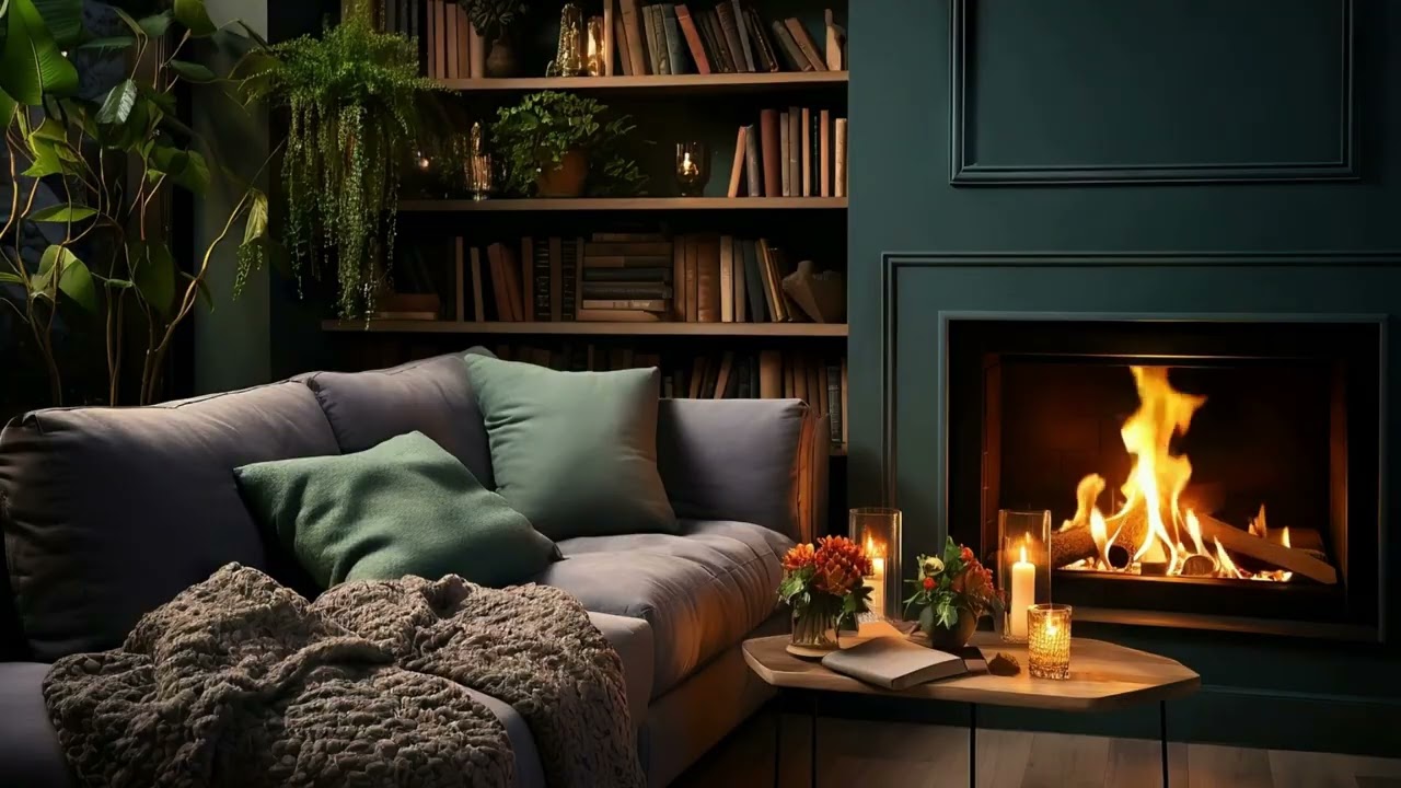 🔥 Cozy Living Room Lofi | Sofa, Candles & Fireplace Glow for Study & Chill ☕🕯️(3 hours)