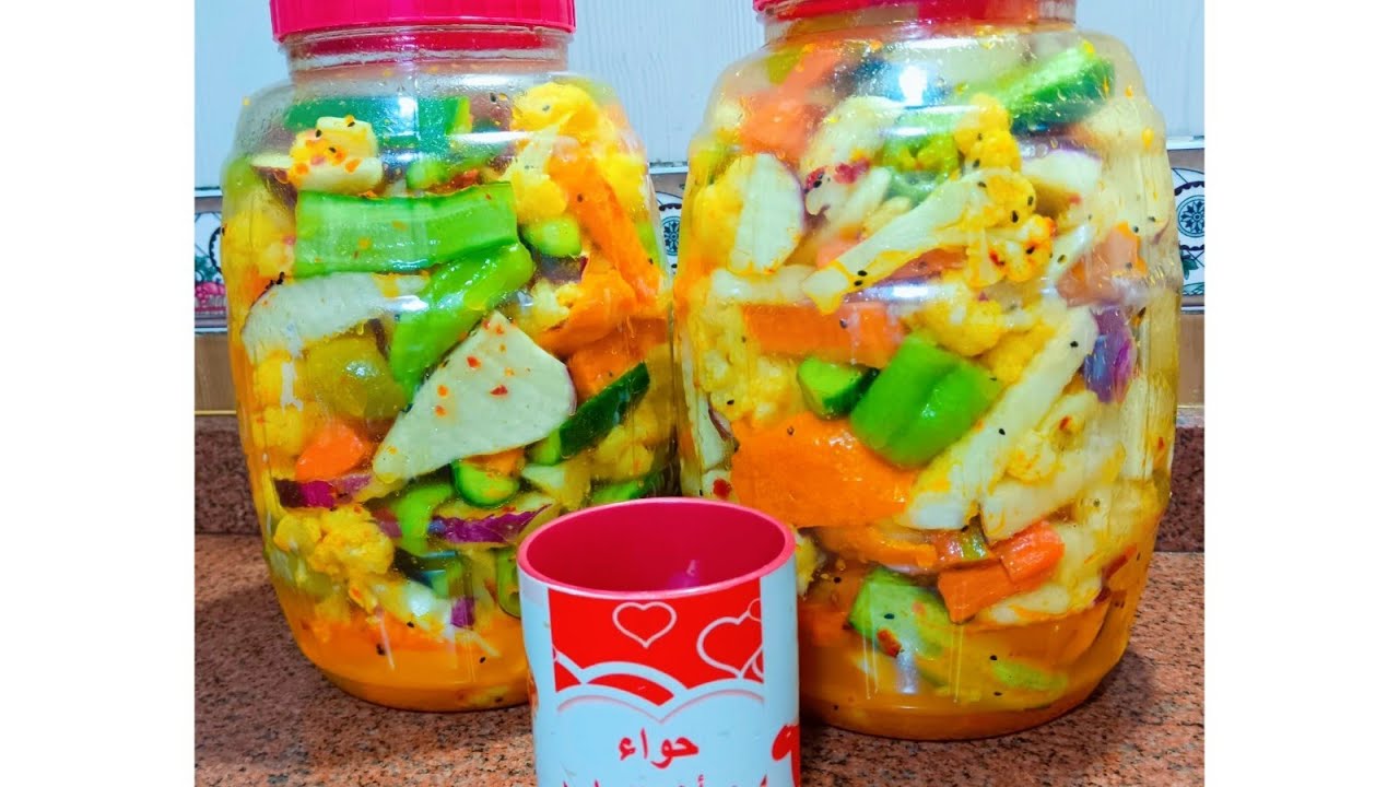 طريقة عمل المخلل المشكل المقرمش طعم ولا أروع 😋🥕🫑🥦🌶️🍊🍋