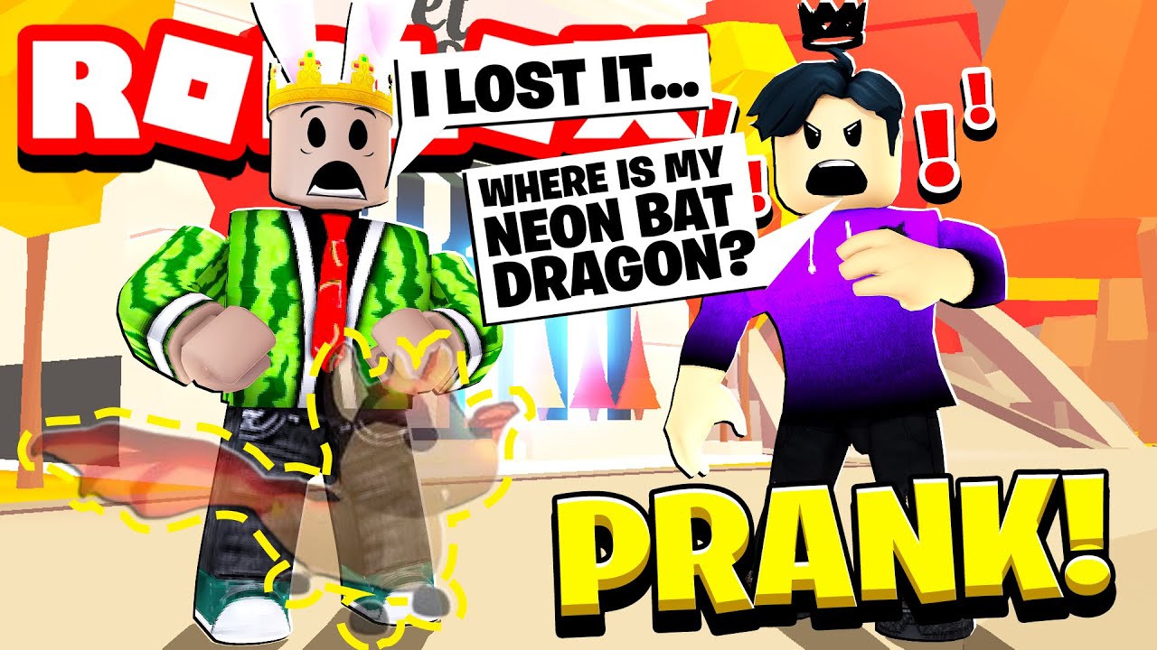 I LOST HIS NEON BAT DRAGON...... (ADOPT ME PRANK)
