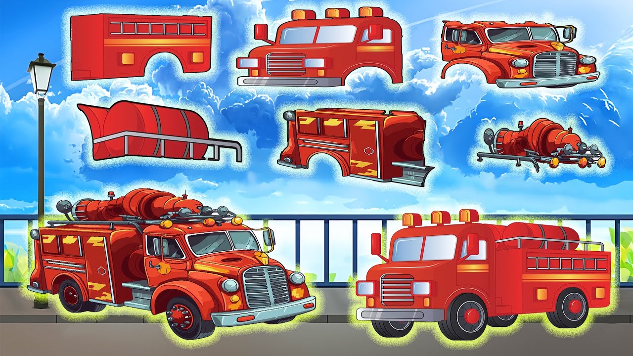 Can You Pick The Right Parts? Complete The Fire Pumper & Water Tender | Funny Vehicles Animation