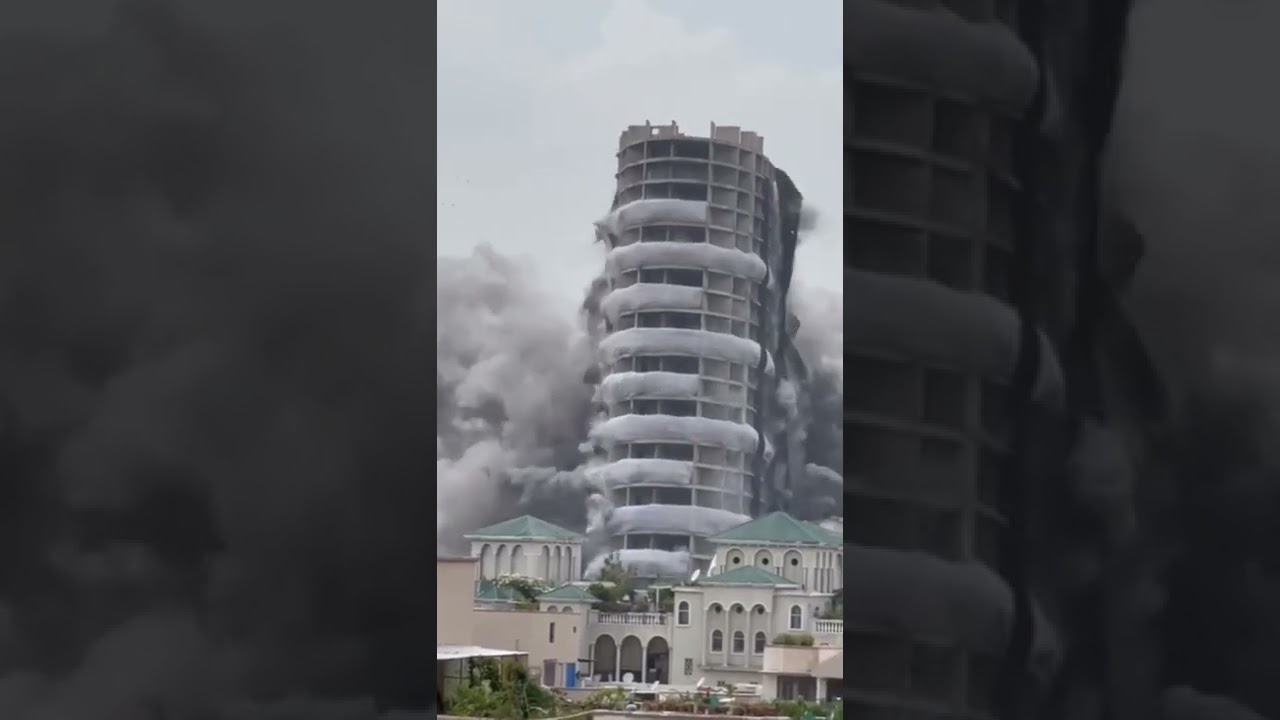 noida twin tower demolished video twin tower blast video noida  noida towers blast video #noidatower