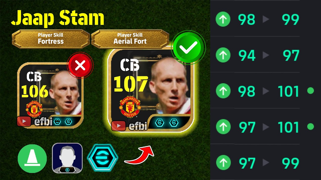 Jaap Stam 107 BEST TRAINING with Booster, Max Level, Player Progression eFootball 2026