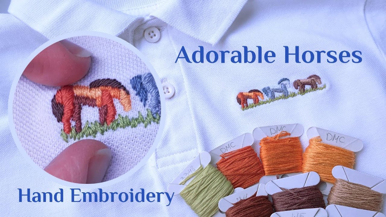 Hand Embroidery Horses on T-Shirt | Satin Stitch 🐴