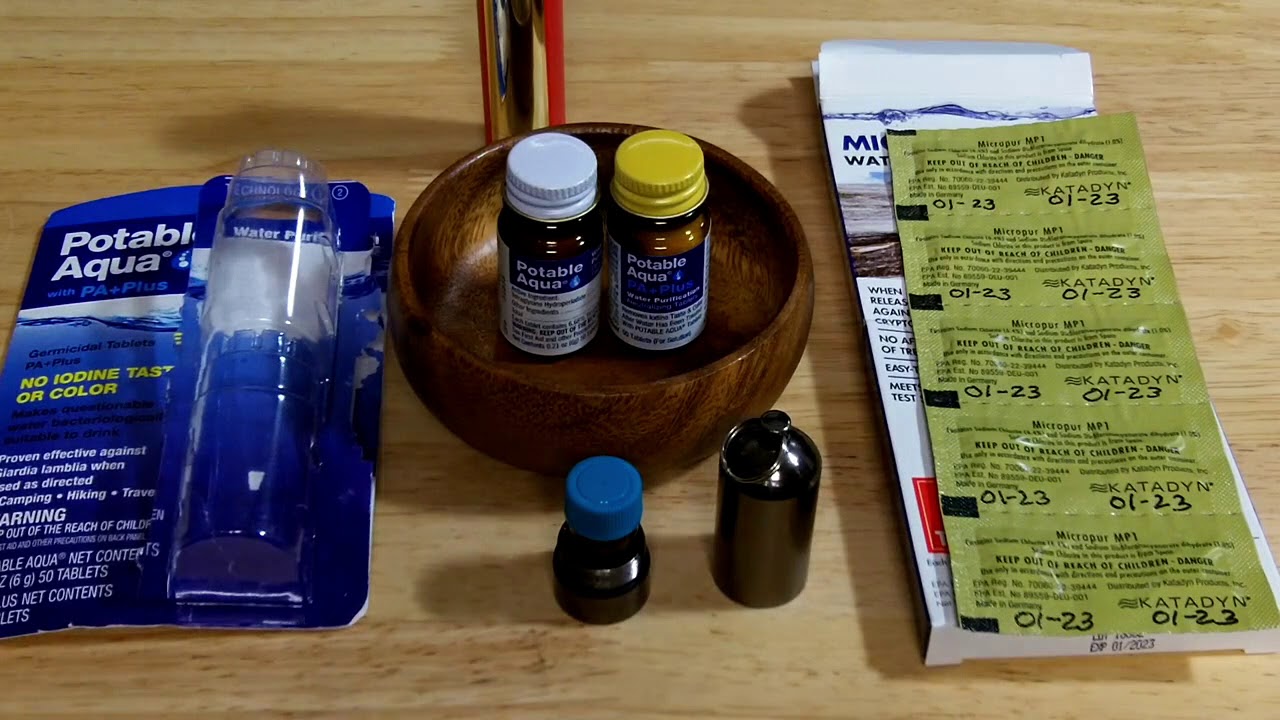Potable Aqua Iodine Tablets- Stored in a Scuba Capsule- Water Purification