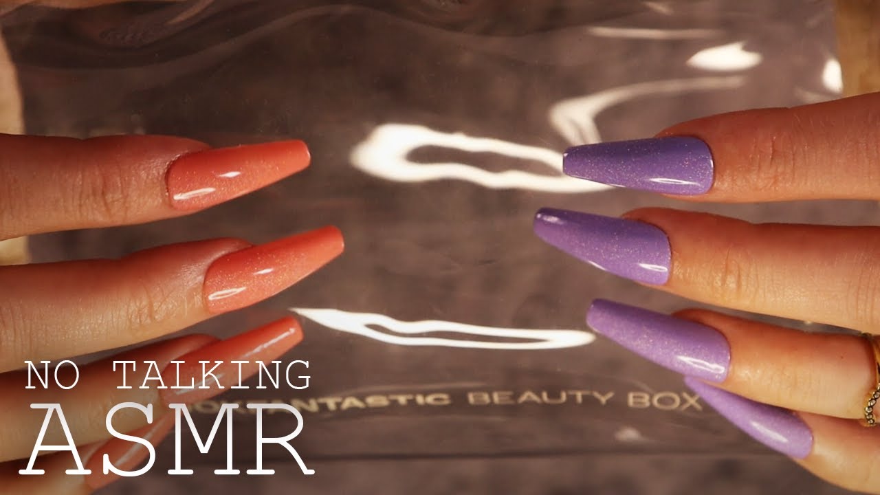 ASMR Vinyl make-up bag tapping (🎧 NO TALKING | tapping & sticky fingers)