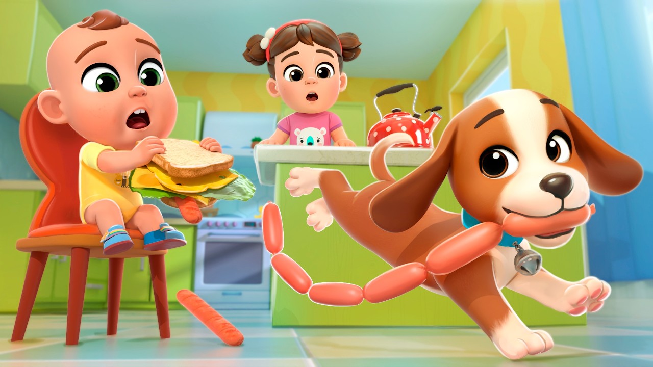Uh Oh! Puppy Steals Sausage! | Apples & Bananas +More Lalafun Nursery Rhymes