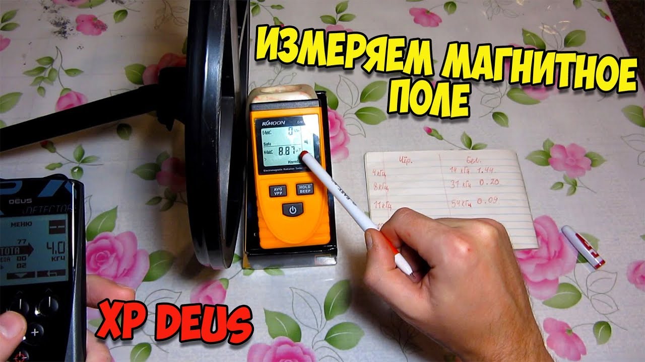 XP Deus - Зависимость мощности излучения от частоты катушки